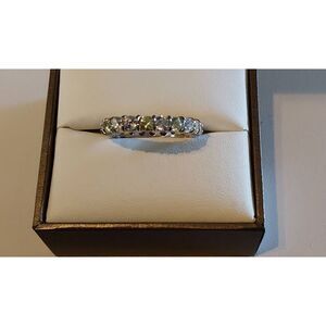 Sterling Silver/Platinum 3 Ct. Round Sim Diamond Eternity Band Ring Sz 8